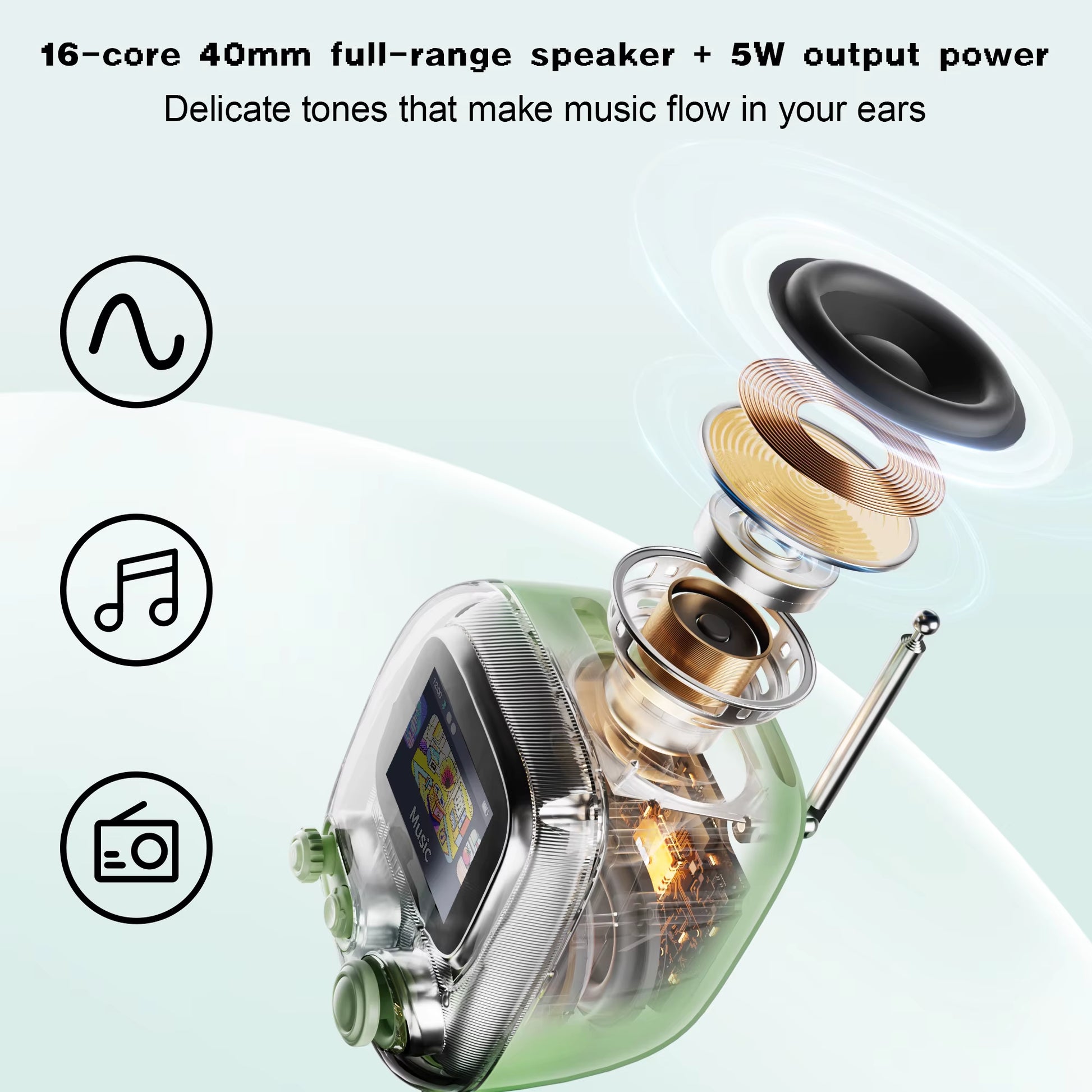T-Tiivoo-2 Mini Retro White Noise Bluetooth Speaker Portable Vintage Sleep Aid Bluetooth Speaker High Quality Subwoofer